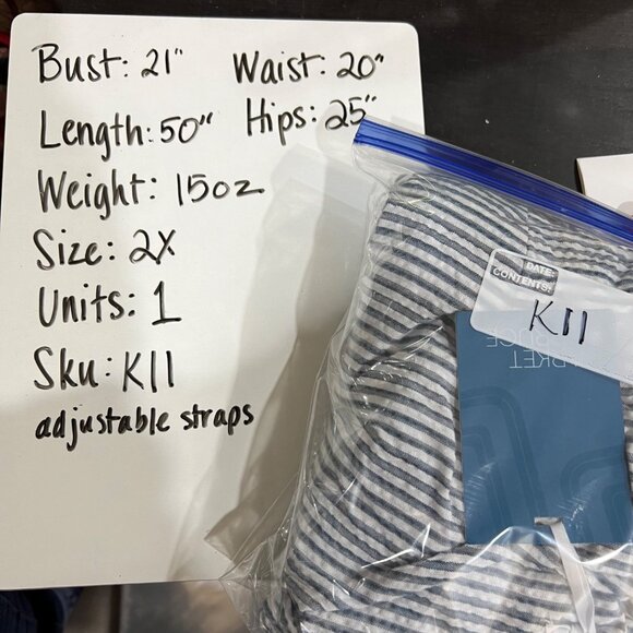 Market & Spruce Striped Maxi Sun Dress Blue White Size 2X NWT - Picture 9 of 11